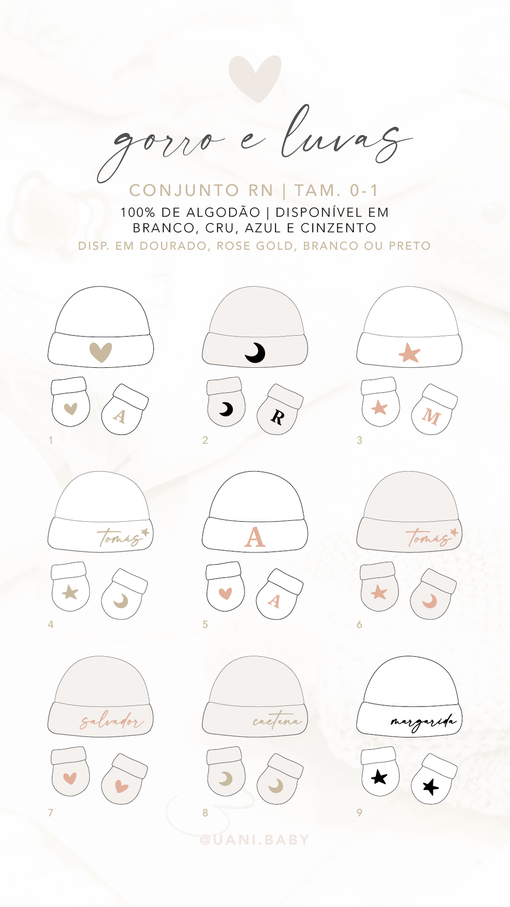 Conjunto de Gorro e Luvas Personalizado