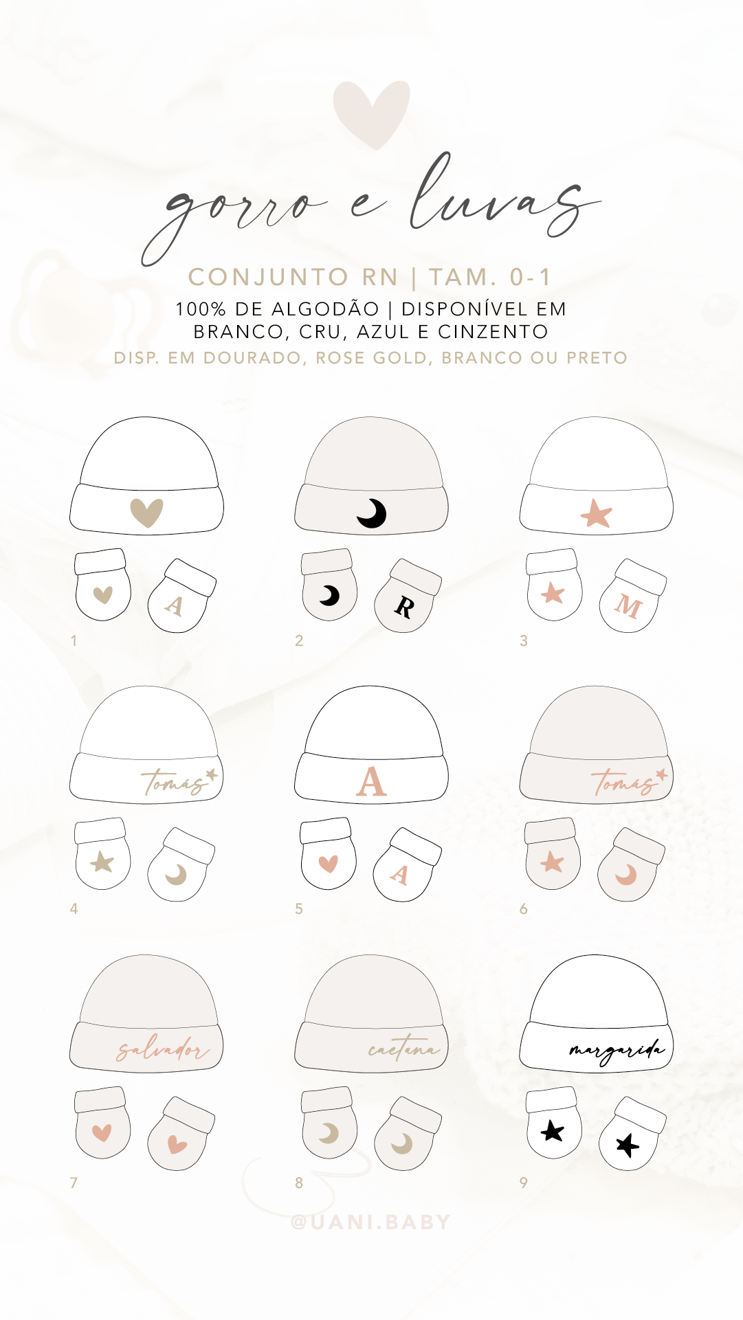 Uani Dream Kit – Primeira Roupinha com Gorro e Luvas, Saco, Fralda e Toalha