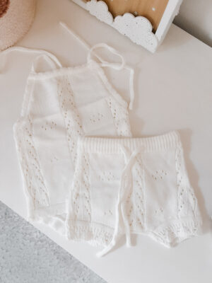 Conjunto Little Cloud Branco – Top e Calções de Malha para Bebé